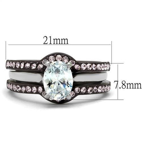 Two Tone IP Dark Brown (IP coffee) Stainless Steel Ring with AAA Grade CZ  in Clear
