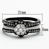 Two-Tone IP Black Stainless Steel Ring with AAA Grade CZ  in Clear