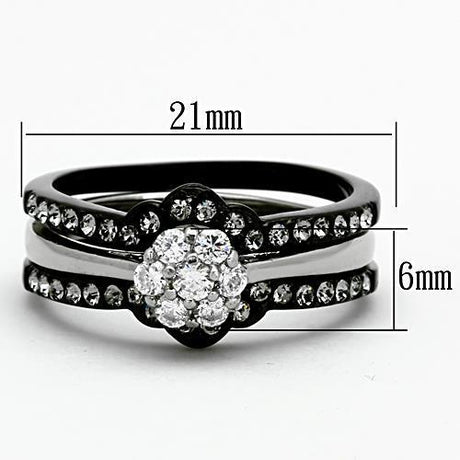 Two-Tone IP Black Stainless Steel Ring with AAA Grade CZ  in Clear