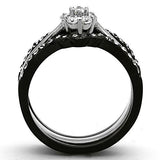 Two-Tone IP Black Stainless Steel Ring with AAA Grade CZ  in Clear