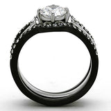Two-Tone IP Black Stainless Steel Ring with AAA Grade CZ  in Clear