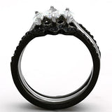 Two-Tone IP Black Stainless Steel Ring with AAA Grade CZ  in Clear