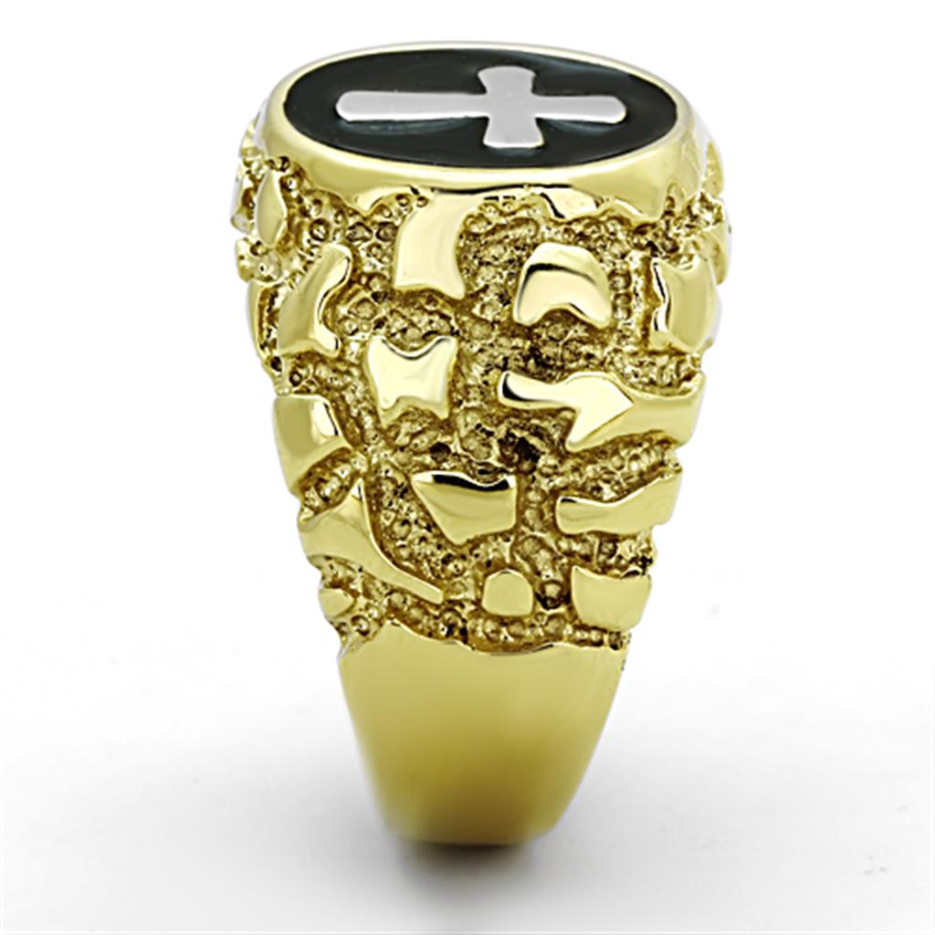 Two-Tone IP Gold (Ion Plating) Stainless Steel Ring with No Stone