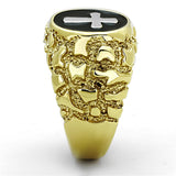 Two-Tone IP Gold (Ion Plating) Stainless Steel Ring with No Stone