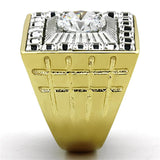 Two-Tone IP Gold (Ion Plating) Stainless Steel Ring with AAA Grade CZ  in Clear