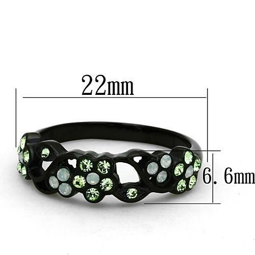 IP Black(Ion Plating) Stainless Steel Ring with Top Grade Crystal  in Multi Color