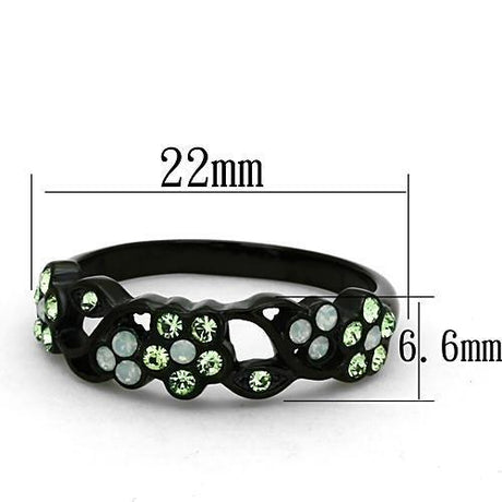 IP Black(Ion Plating) Stainless Steel Ring with Top Grade Crystal  in Multi Color