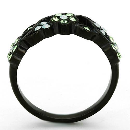 IP Black(Ion Plating) Stainless Steel Ring with Top Grade Crystal  in Multi Color