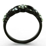 IP Black(Ion Plating) Stainless Steel Ring with Top Grade Crystal  in Multi Color