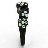 IP Black(Ion Plating) Stainless Steel Ring with Top Grade Crystal  in Multi Color