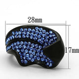 IP Black(Ion Plating) Stainless Steel Ring with Top Grade Crystal  in Sapphire