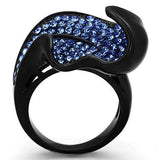 IP Black(Ion Plating) Stainless Steel Ring with Top Grade Crystal  in Sapphire