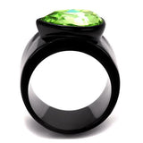 IP Black(Ion Plating) Stainless Steel Ring with Top Grade Crystal  in Peridot