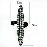 IP Black(Ion Plating) Stainless Steel Ring with Top Grade Crystal  in Multi Color