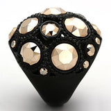 IP Black(Ion Plating) Stainless Steel Ring with Top Grade Crystal  in Metallic Light Gold