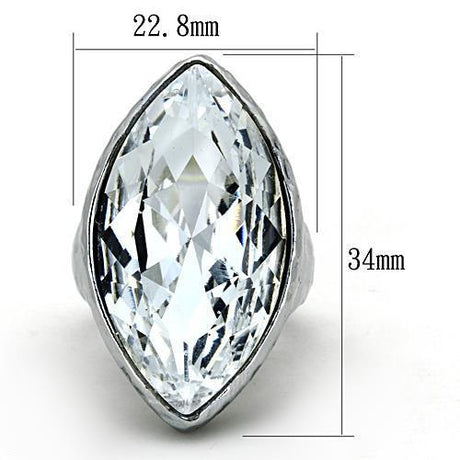 IP rhodium (PVD) Stainless Steel Ring with Top Grade Crystal  in Clear