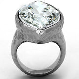 IP rhodium (PVD) Stainless Steel Ring with Top Grade Crystal  in Clear