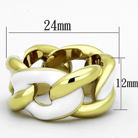 IP Gold(Ion Plating) Stainless Steel Ring with Epoxy  in White