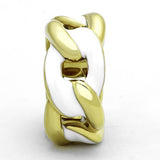 IP Gold(Ion Plating) Stainless Steel Ring with Epoxy  in White