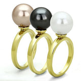 IP Gold(Ion Plating) Stainless Steel Ring with Synthetic Pearl in Multi Color