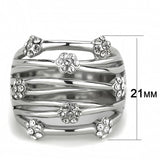 High polished (no plating) Stainless Steel Ring with Top Grade Crystal  in Clear