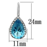 High polished (no plating) Stainless Steel Earrings with Synthetic Synthetic Glass in Sea Blue