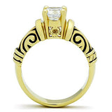 IP Gold(Ion Plating) Stainless Steel Ring with AAA Grade CZ  in Clear
