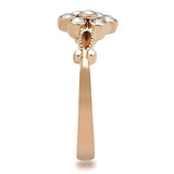 IP Rose Gold(Ion Plating) Stainless Steel Ring with Top Grade Crystal  in Clear