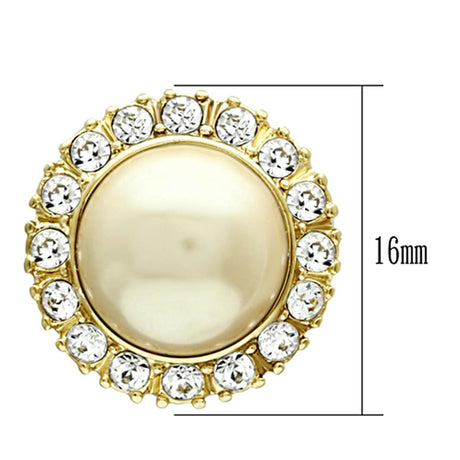 IP Gold(Ion Plating) Stainless Steel Earrings with Synthetic Pearl in Citrine Yellow