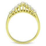 IP Gold(Ion Plating) Stainless Steel Ring with Top Grade Crystal  in Clear