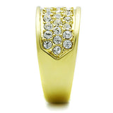 IP Gold(Ion Plating) Stainless Steel Ring with Top Grade Crystal  in Clear