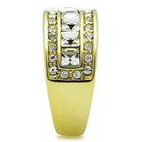 IP Gold(Ion Plating) Stainless Steel Ring with Top Grade Crystal  in Clear