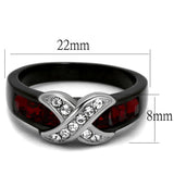 Two-Tone IP Black Stainless Steel Ring with Top Grade Crystal  in Siam
