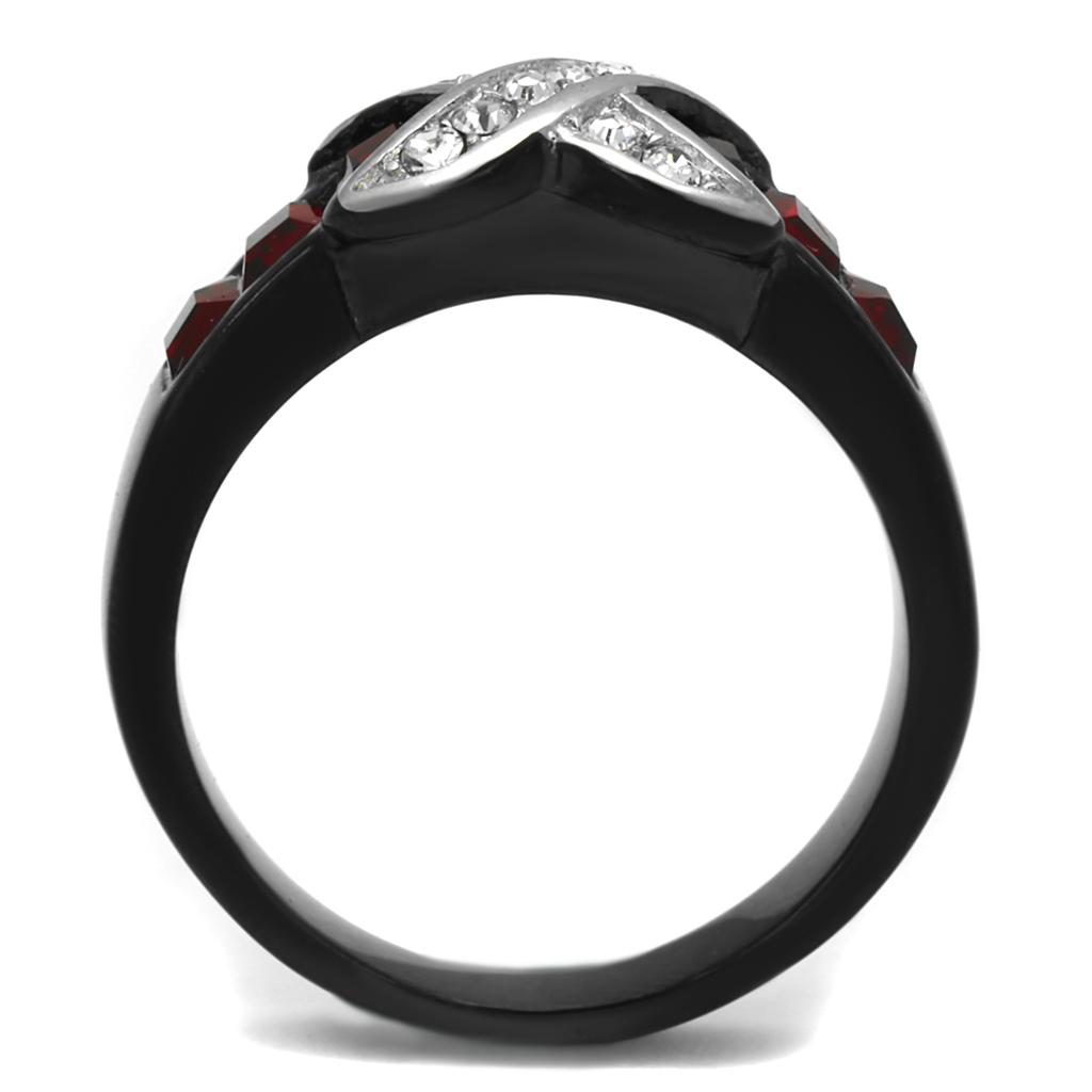 Two-Tone IP Black Stainless Steel Ring with Top Grade Crystal  in Siam