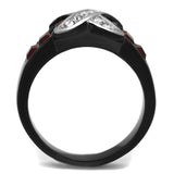 Two-Tone IP Black Stainless Steel Ring with Top Grade Crystal  in Siam