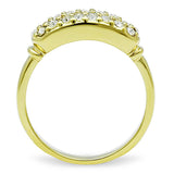 IP Gold(Ion Plating) Stainless Steel Ring with Top Grade Crystal  in Clear