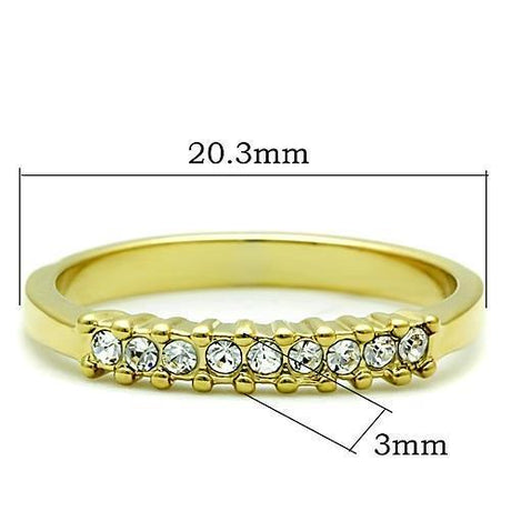 IP Gold(Ion Plating) Stainless Steel Ring with Top Grade Crystal  in Clear