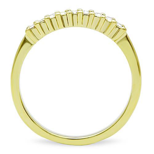 IP Gold(Ion Plating) Stainless Steel Ring with Top Grade Crystal  in Clear