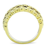 IP Gold(Ion Plating) Stainless Steel Ring with Top Grade Crystal  in Clear