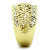 IP Gold(Ion Plating) Stainless Steel Ring with Top Grade Crystal  in Clear