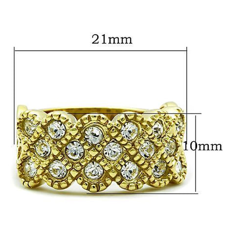 IP Gold(Ion Plating) Stainless Steel Ring with Top Grade Crystal  in Clear