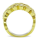 IP Gold(Ion Plating) Stainless Steel Ring with Top Grade Crystal  in Clear