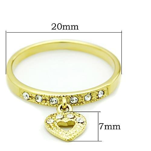 IP Gold(Ion Plating) Stainless Steel Ring with Top Grade Crystal  in Clear