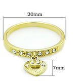 IP Gold(Ion Plating) Stainless Steel Ring with Top Grade Crystal  in Clear