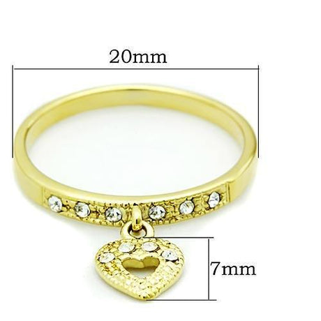 IP Gold(Ion Plating) Stainless Steel Ring with Top Grade Crystal  in Clear