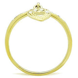 IP Gold(Ion Plating) Stainless Steel Ring with Top Grade Crystal  in Clear