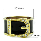IP Gold(Ion Plating) Stainless Steel Ring with Top Grade Crystal  in Clear