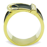 IP Gold(Ion Plating) Stainless Steel Ring with Top Grade Crystal  in Clear