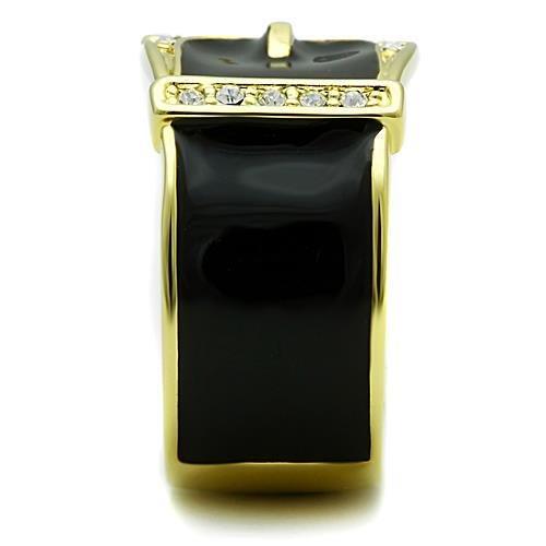 IP Gold(Ion Plating) Stainless Steel Ring with Top Grade Crystal  in Clear