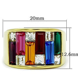 IP Gold(Ion Plating) Stainless Steel Ring with Top Grade Crystal  in Multi Color